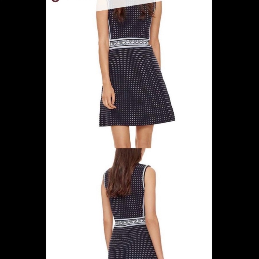 Tory Burch Navy Blue and White Sweater Dress
